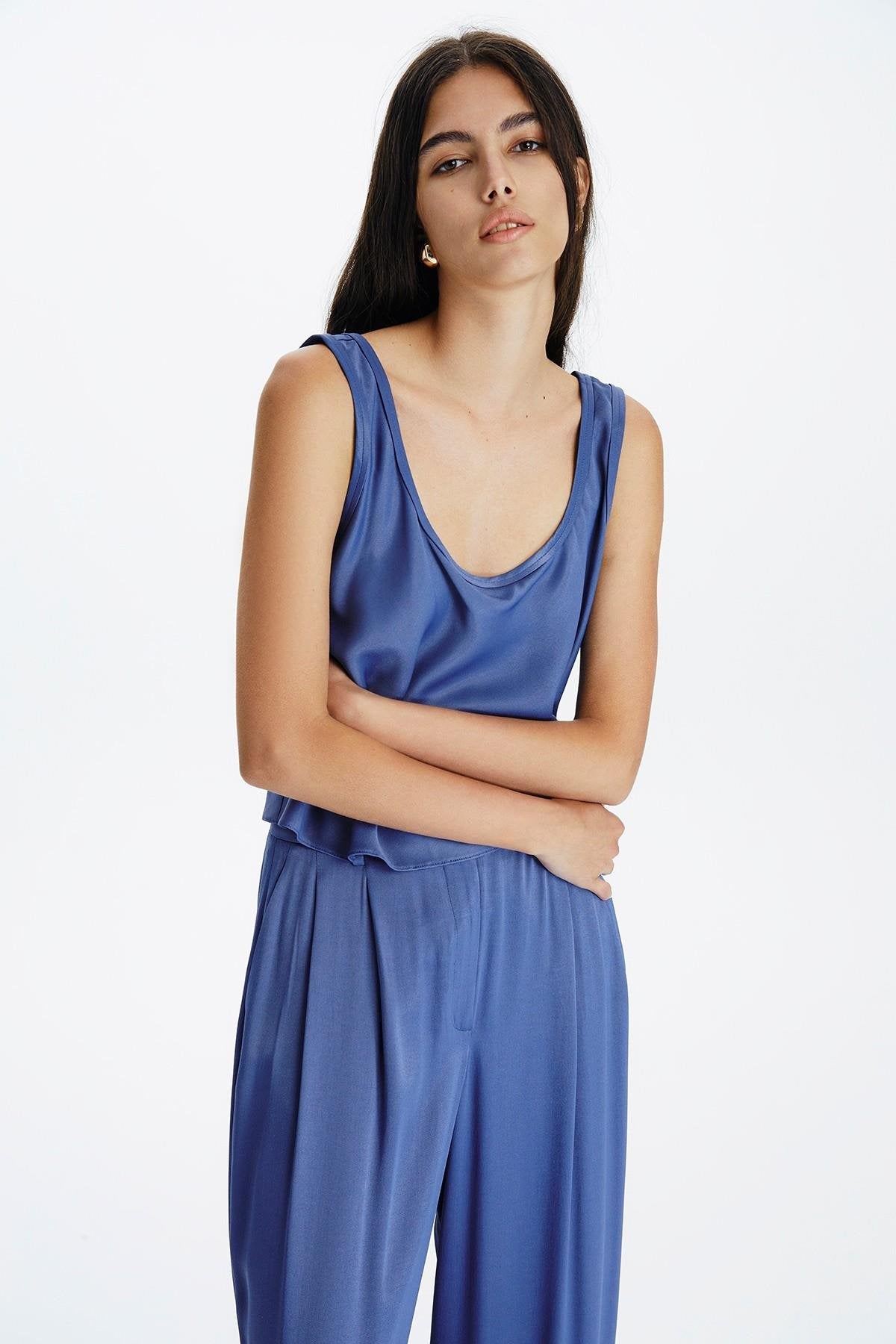 Indigo Saten Top