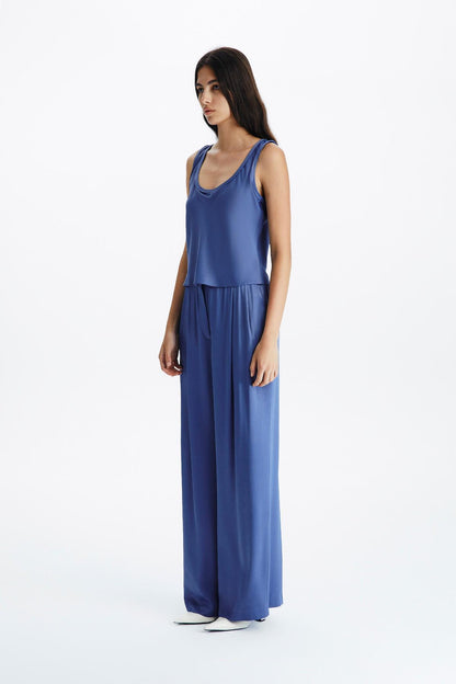 Indigo Saten Top