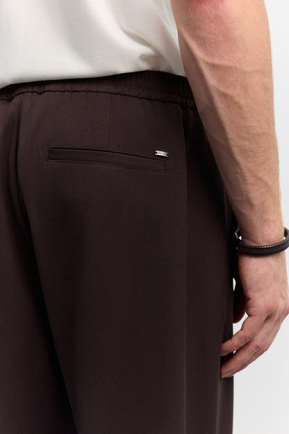 Kahverengi Beli Lastikli Bağcıklı Kolay Ütülenen Jogger Pantolon