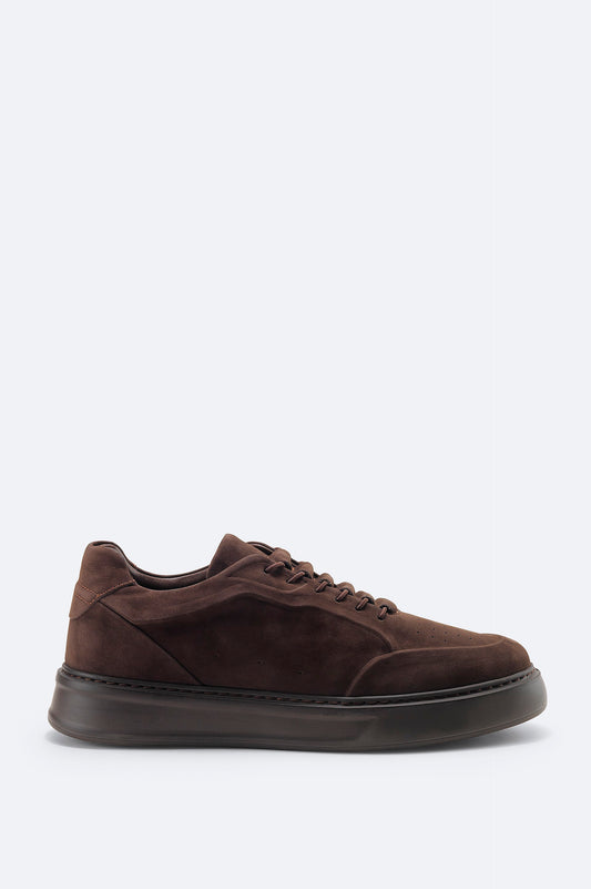 Kahverengi %100 Deri Süet Dokulu Sneaker