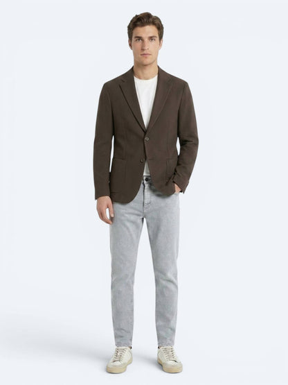 Kahverengi Çizgili Comfort Fit Ceket