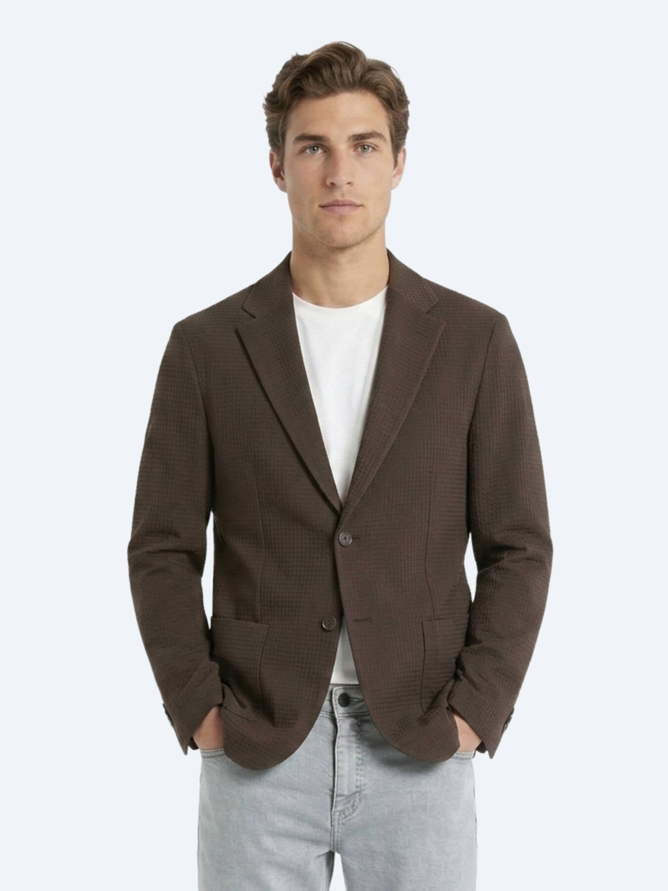Kahverengi Çizgili Comfort Fit Ceket