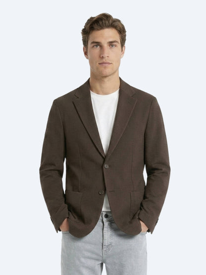Kahverengi Çizgili Comfort Fit Ceket