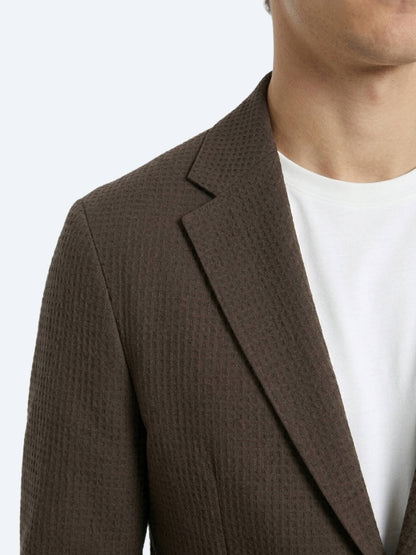 Kahverengi Çizgili Comfort Fit Ceket