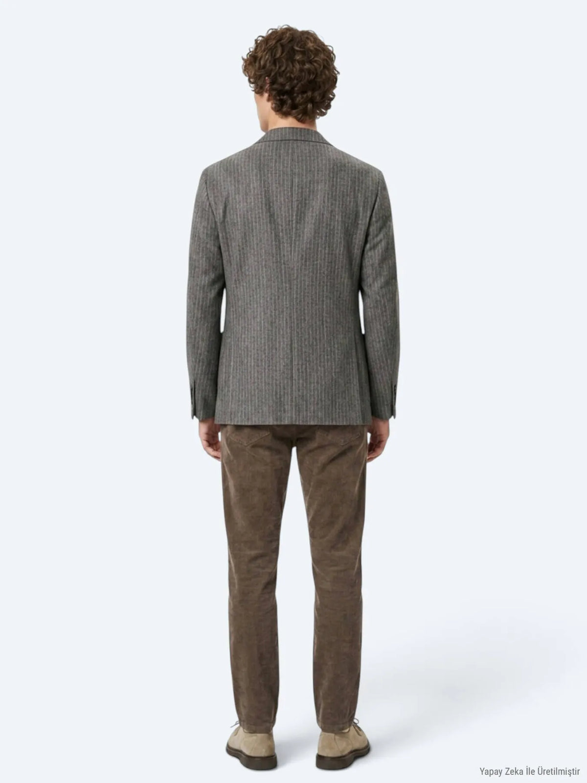 Kahverengi Desenli Modern Fit Yün Karışımlı Ceket