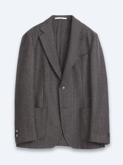 Kahverengi Desenli Modern Fit Yün Karışımlı Ceket