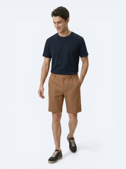 Kahverengi Dokuma Jogging Fit Casual Pamuk Karışımlı Bermuda