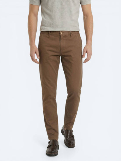 Kahverengi Dokuma Jogging Fit Casual Pamuk Karışımlı Pantolon