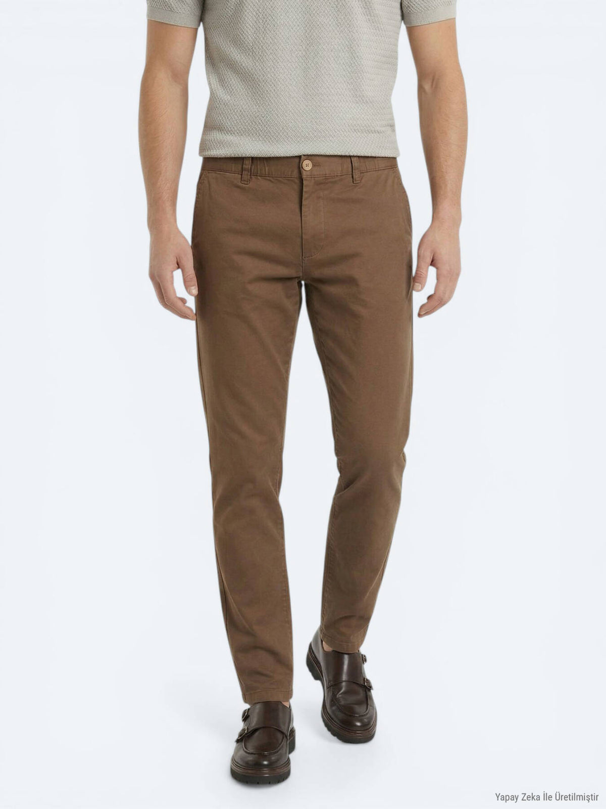 Kahverengi Dokuma Jogging Fit Casual Pamuk Karışımlı Pantolon