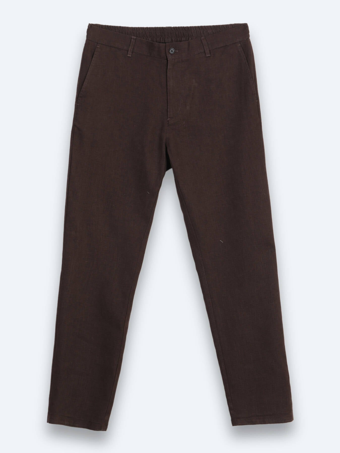 Kahverengi Dokuma Relaxed Fit Casual Pamuk Karışımlı Pantolon