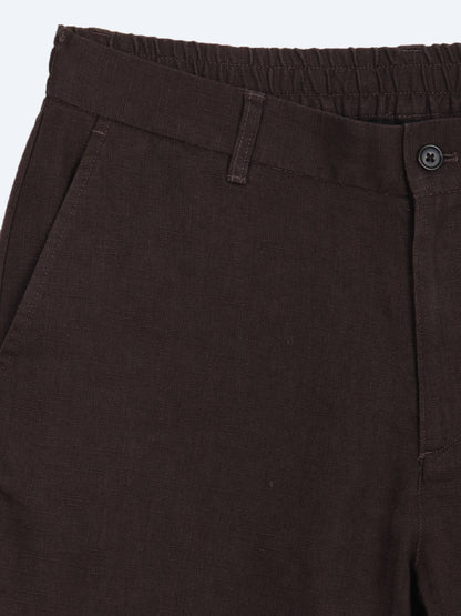 Kahverengi Dokuma Relaxed Fit Casual Pamuk Karışımlı Pantolon