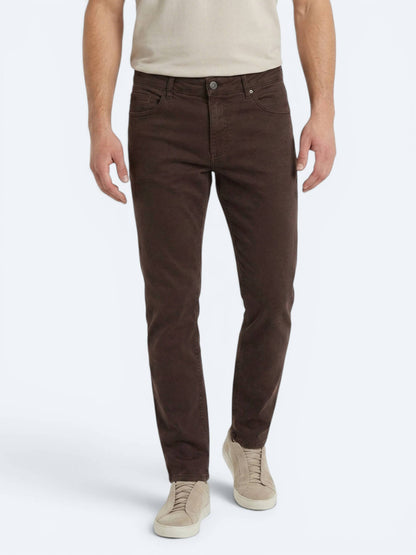 Kahverengi Dokuma Slim Fit Spor Pamuk Karışımlı Pantolon