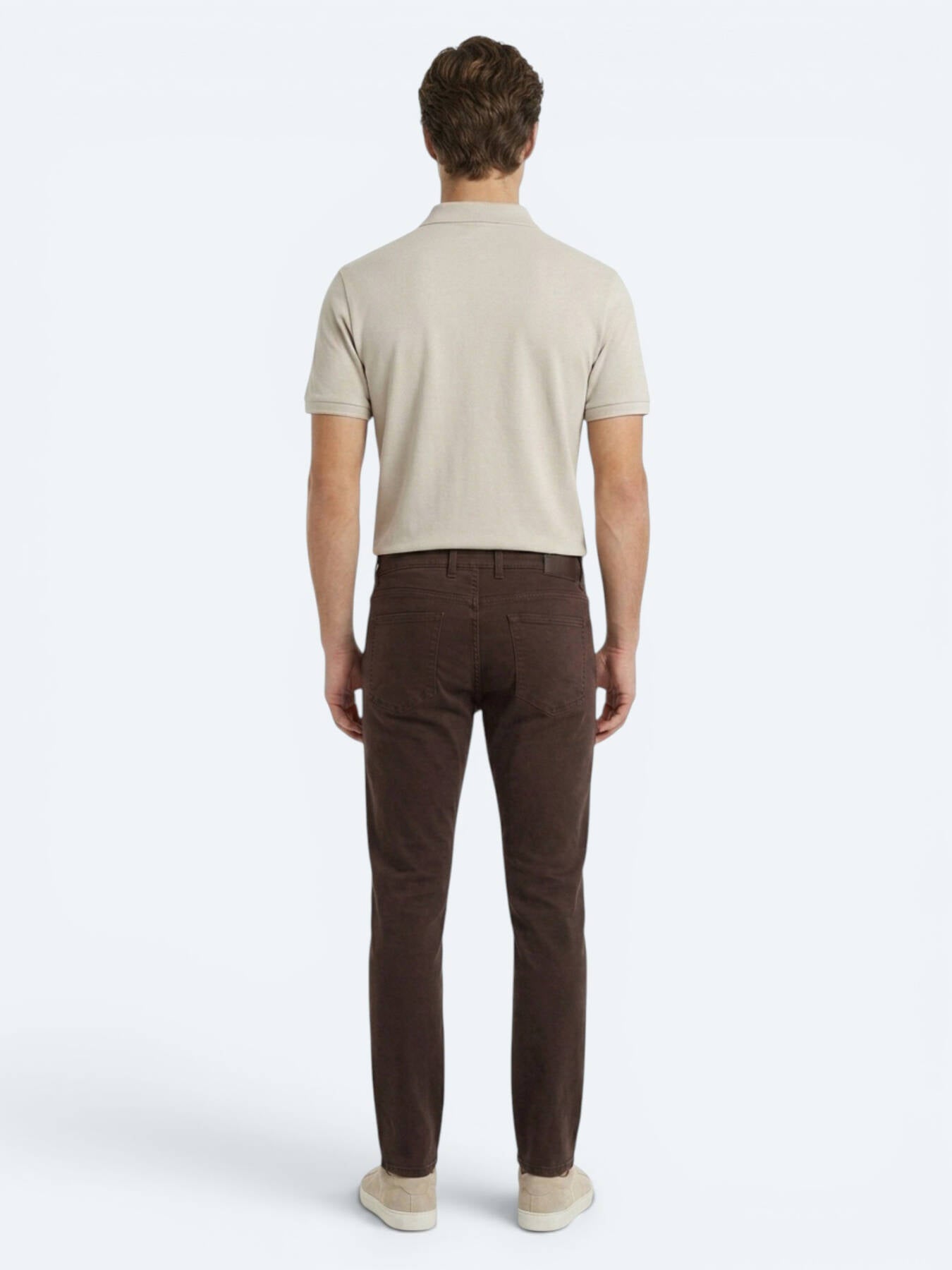 Kahverengi Dokuma Slim Fit Spor Pamuk Karışımlı Pantolon