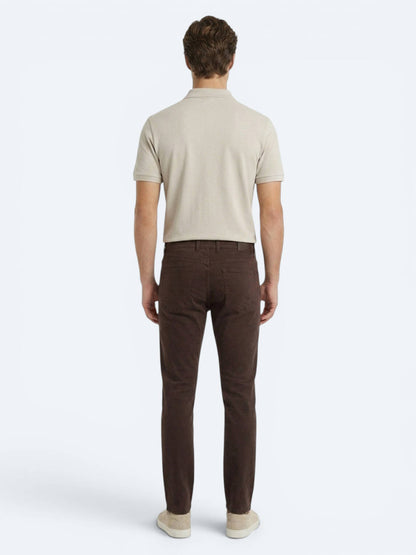 Kahverengi Dokuma Slim Fit Spor Pamuk Karışımlı Pantolon
