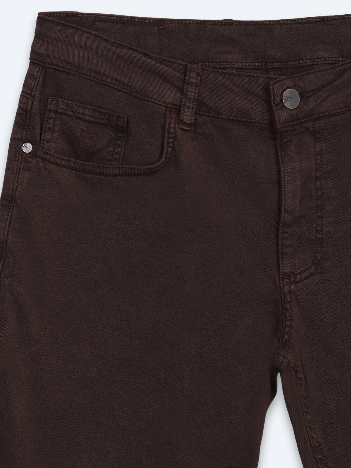 Kahverengi Dokuma Slim Fit Spor Pamuk Karışımlı Pantolon