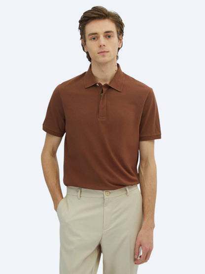 Kahverengi Düz %100 Pamuk T-shirt