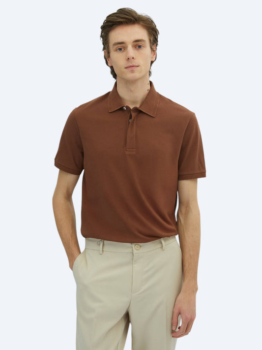 Kahverengi Düz %100 Pamuk T-shirt