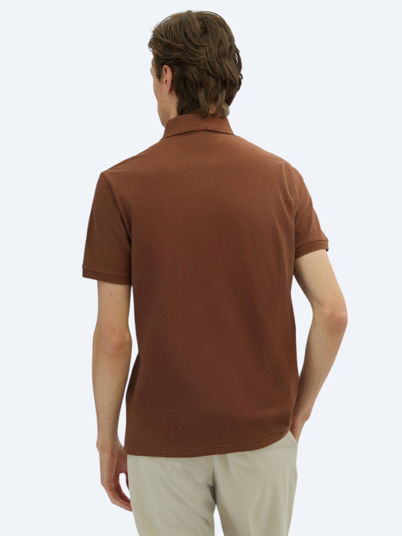 Kahverengi Düz %100 Pamuk T-shirt