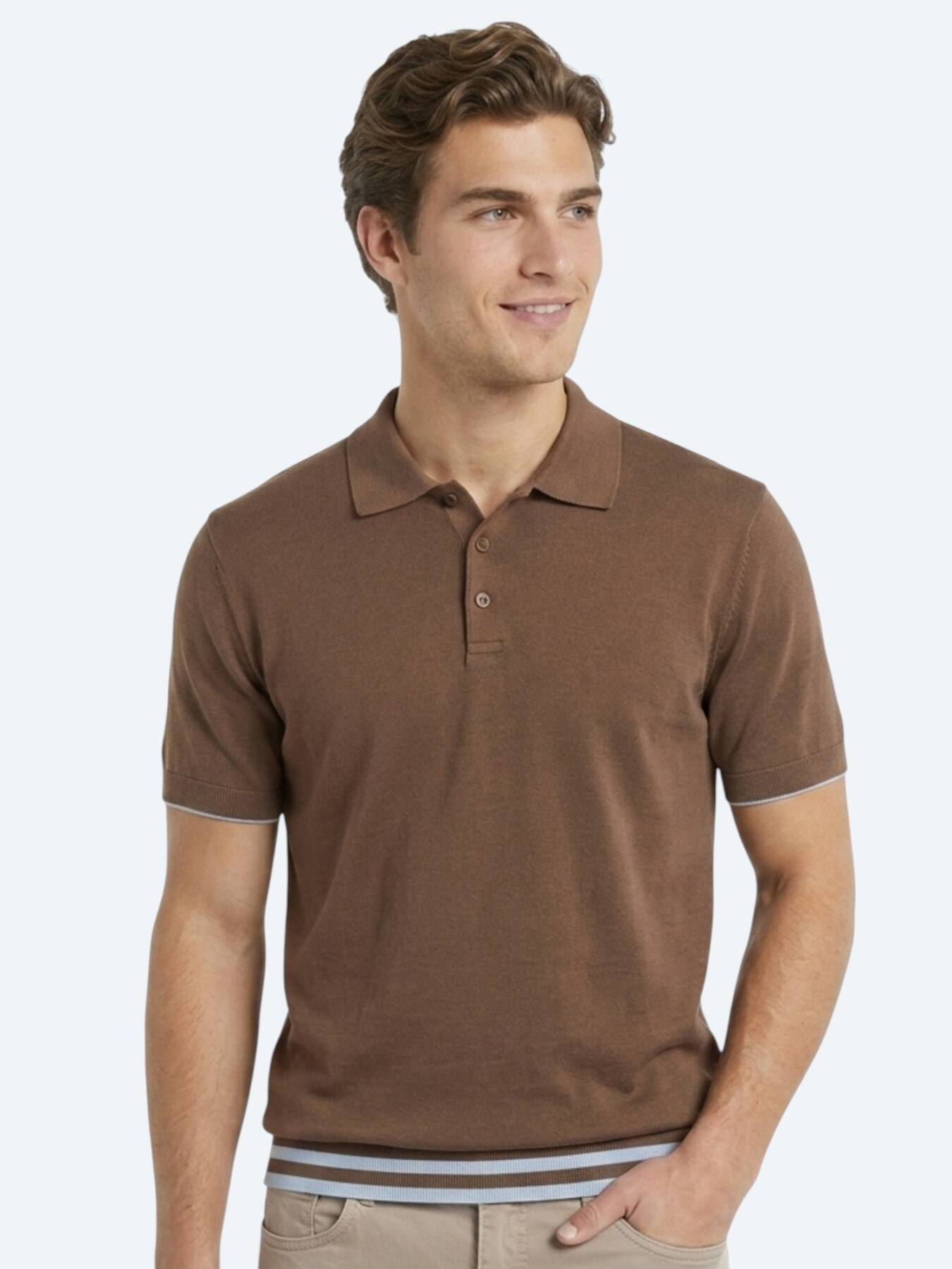 Kahverengi Düz %100 Pamuk T-shirt