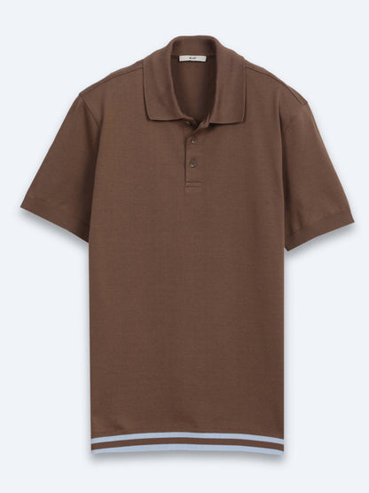 Kahverengi Düz %100 Pamuk T-shirt