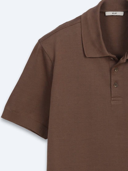 Kahverengi Düz %100 Pamuk T-shirt