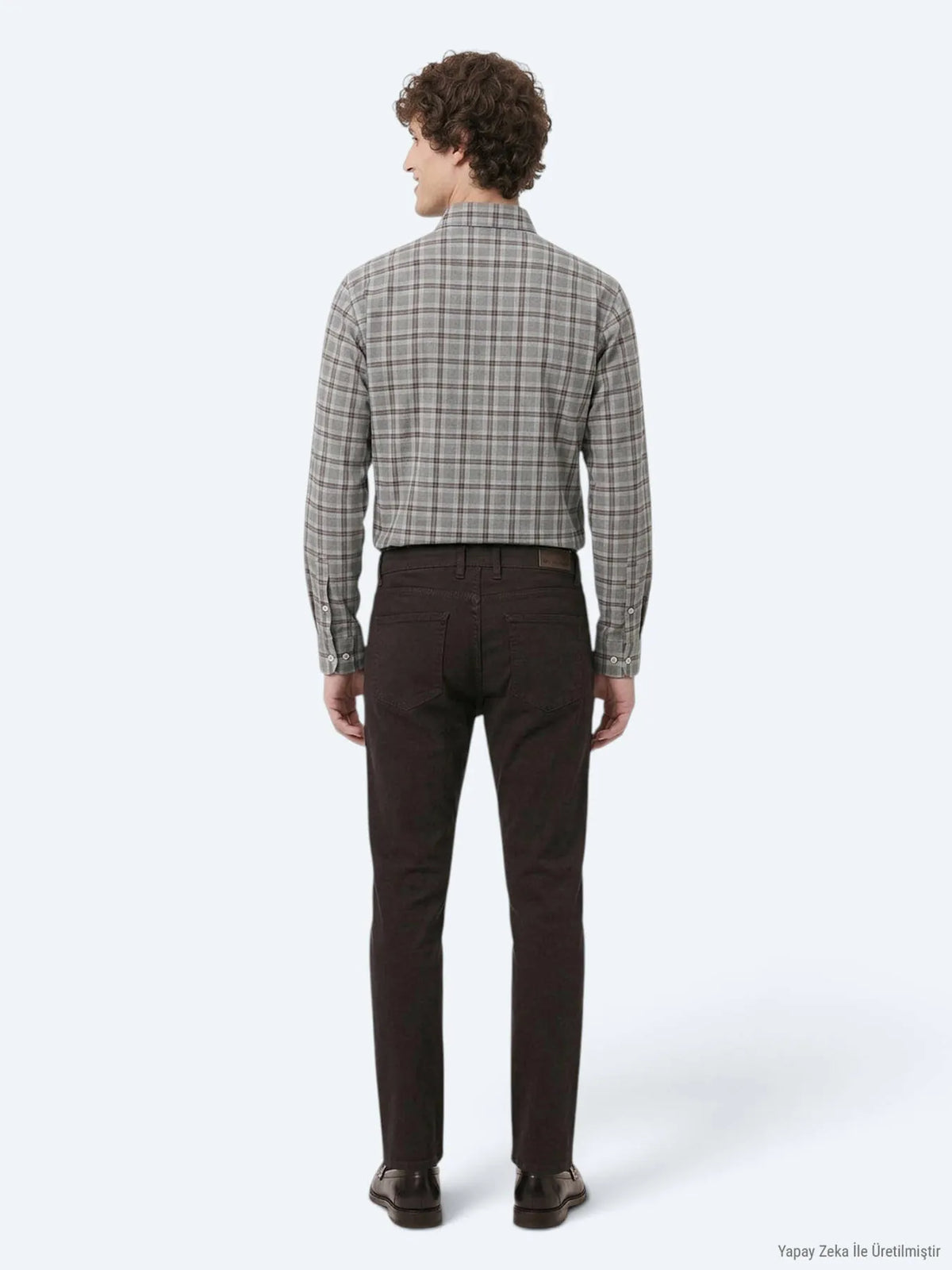 Kahverengi Düz Dokuma Slim Fit Spor Pamuk Karışımlı Pantolon