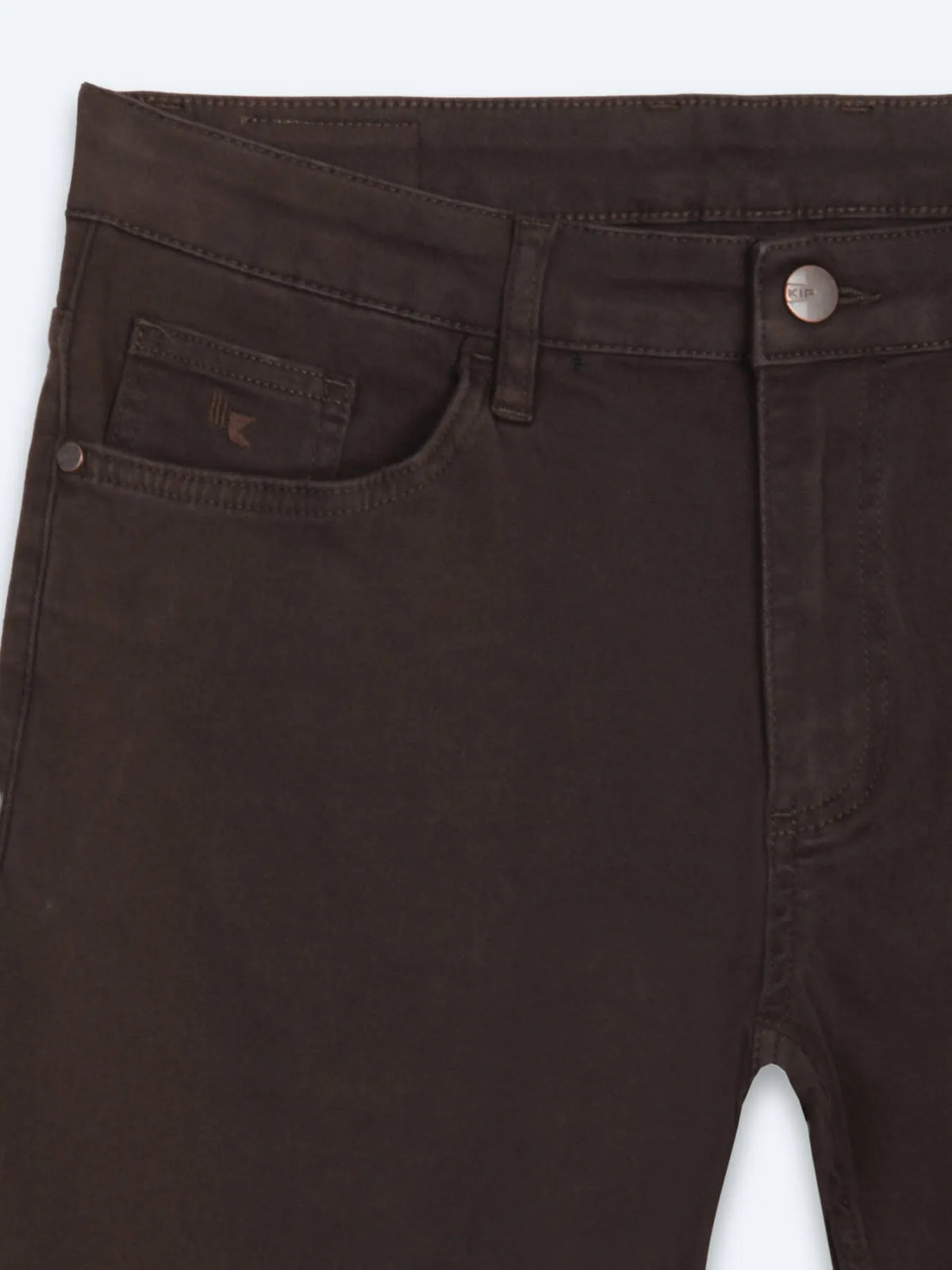 Kahverengi Düz Dokuma Slim Fit Spor Pamuk Karışımlı Pantolon