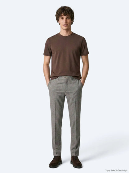 Kahverengi Düz T-shirt