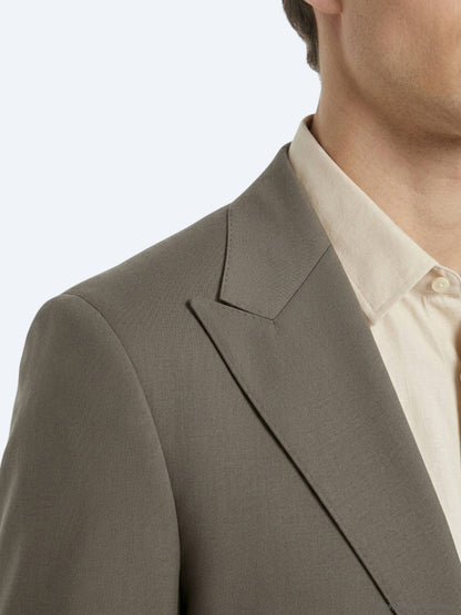 Kahverengi Kareli Modern Fit %100 Yün Takım Elbise