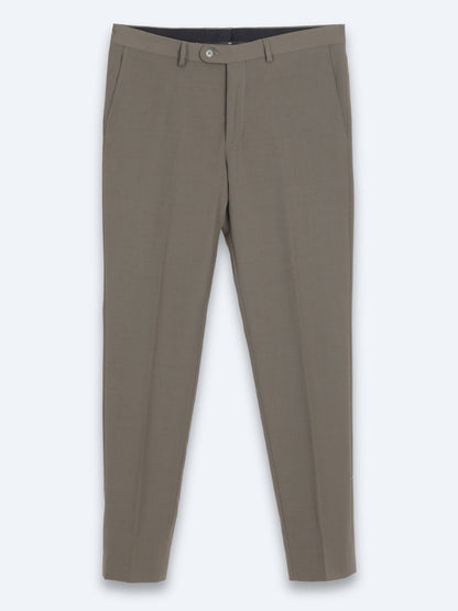 Kahverengi Kareli Modern Fit %100 Yün Takım Elbise
