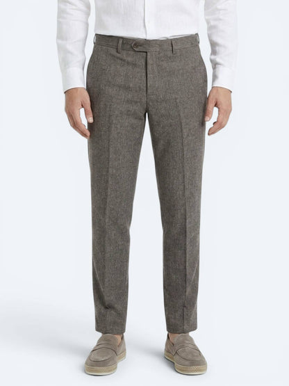 Kahverengi Kumaş Relaxed Fit Casual Keten Karışımlı Pantolon