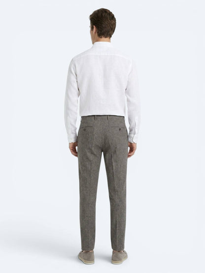 Kahverengi Kumaş Relaxed Fit Casual Keten Karışımlı Pantolon