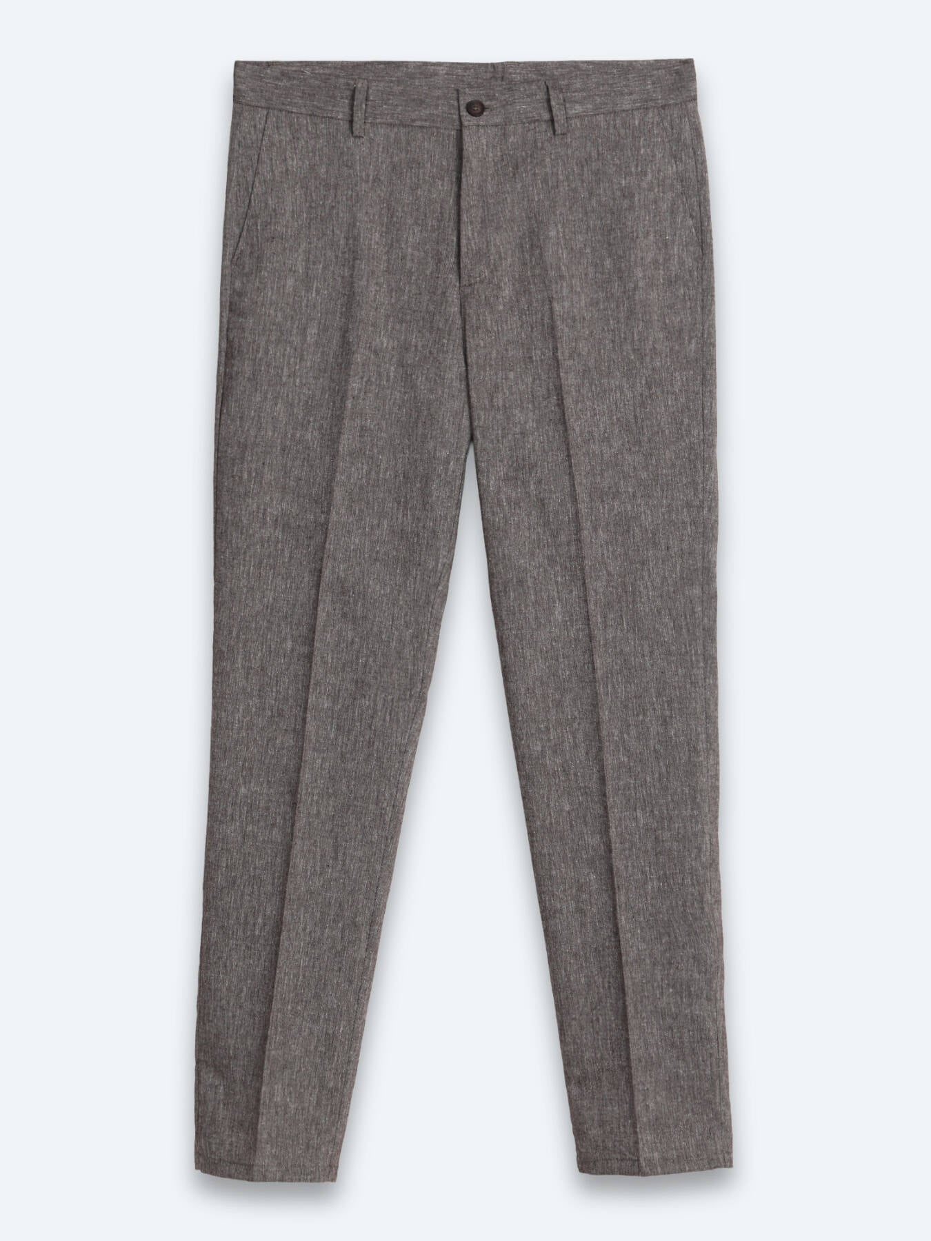 Kahverengi Kumaş Relaxed Fit Casual Keten Karışımlı Pantolon