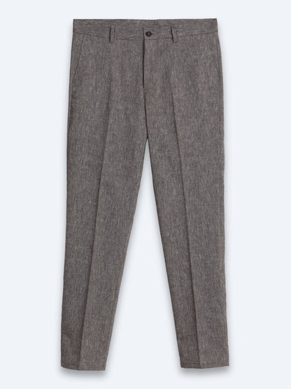 Kahverengi Kumaş Relaxed Fit Casual Keten Karışımlı Pantolon
