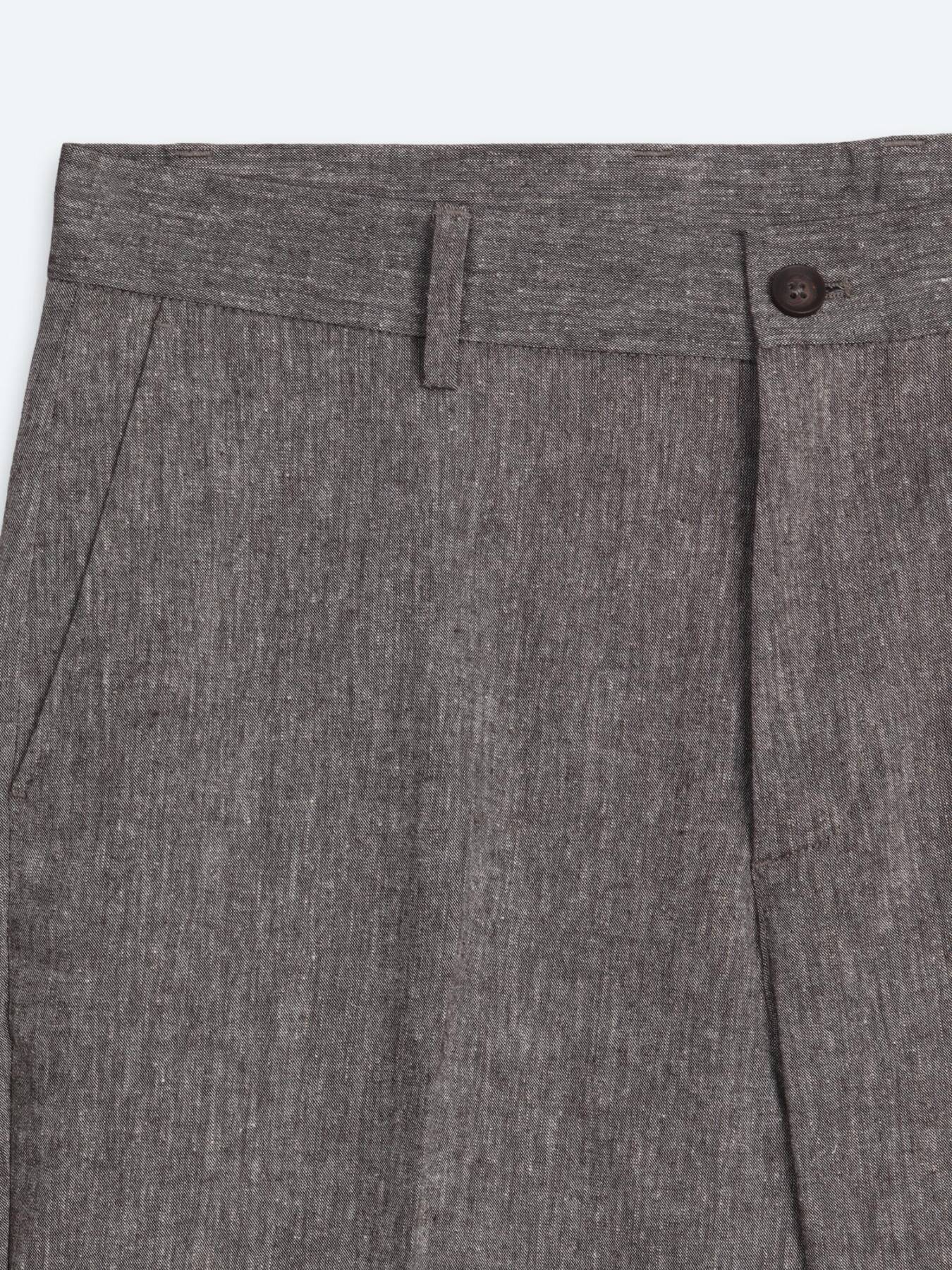 Kahverengi Kumaş Relaxed Fit Casual Keten Karışımlı Pantolon