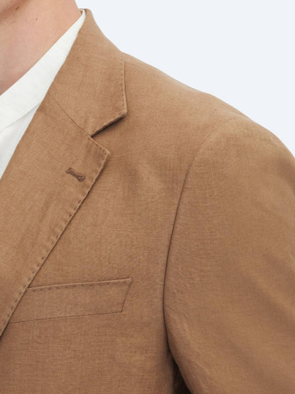 Kahverengi Modern Fit %100 Keten Takım Elbise