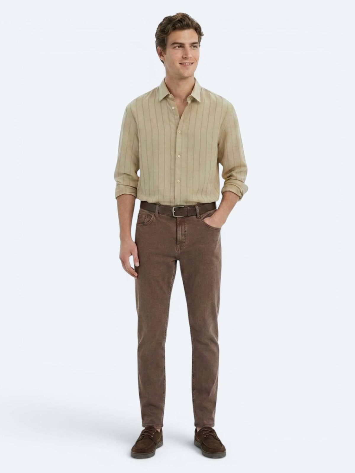 Kahverengi Regular Fit Denim %100 Pamuk Pantolon