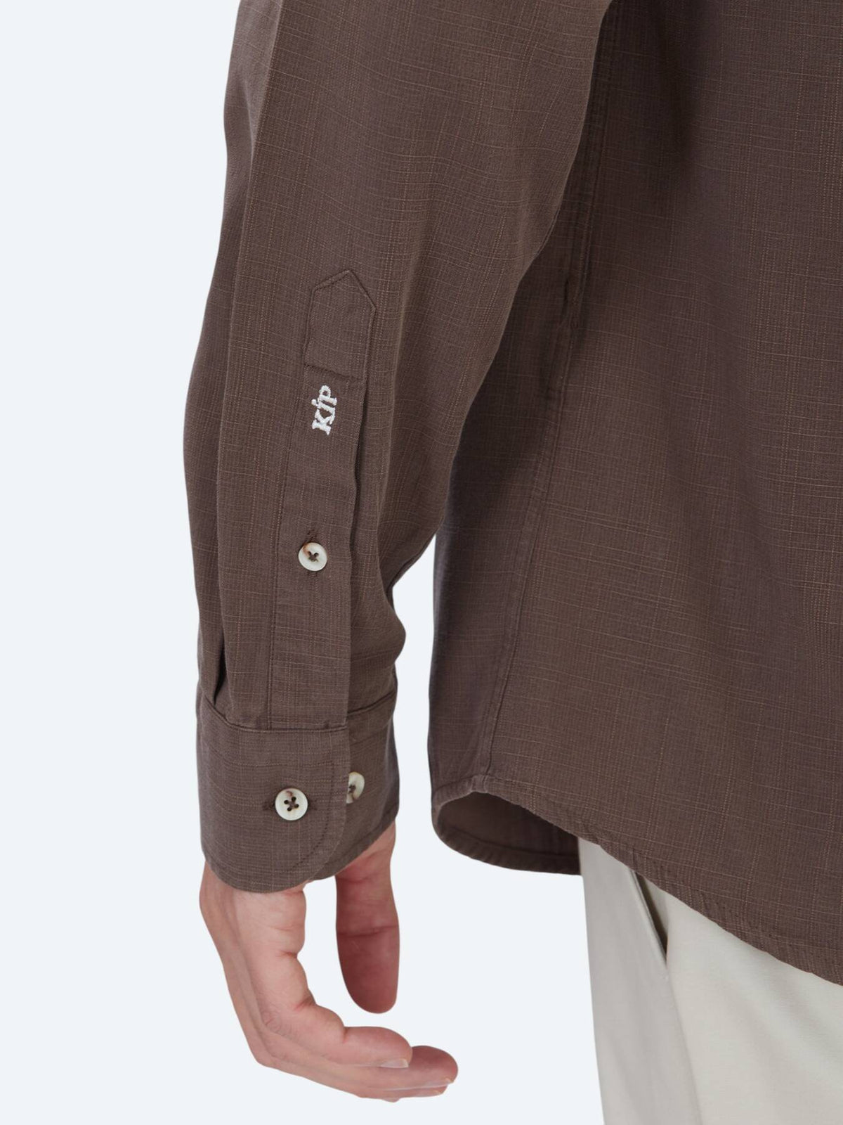 Kahverengi Regular Fit Uzun Dokuma Casual Pamuk Karışımlı Gömlek