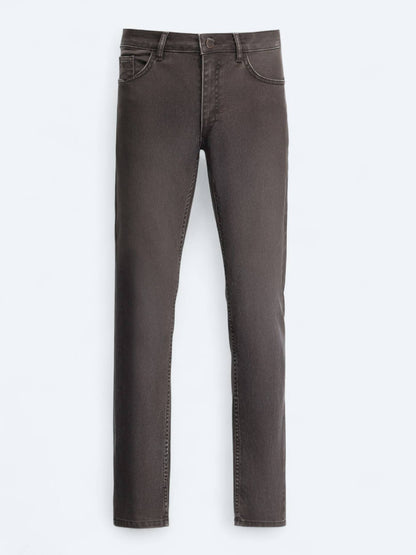 Kahverengi Slim Fit Denim Pamuk Karışımlı Pantolon