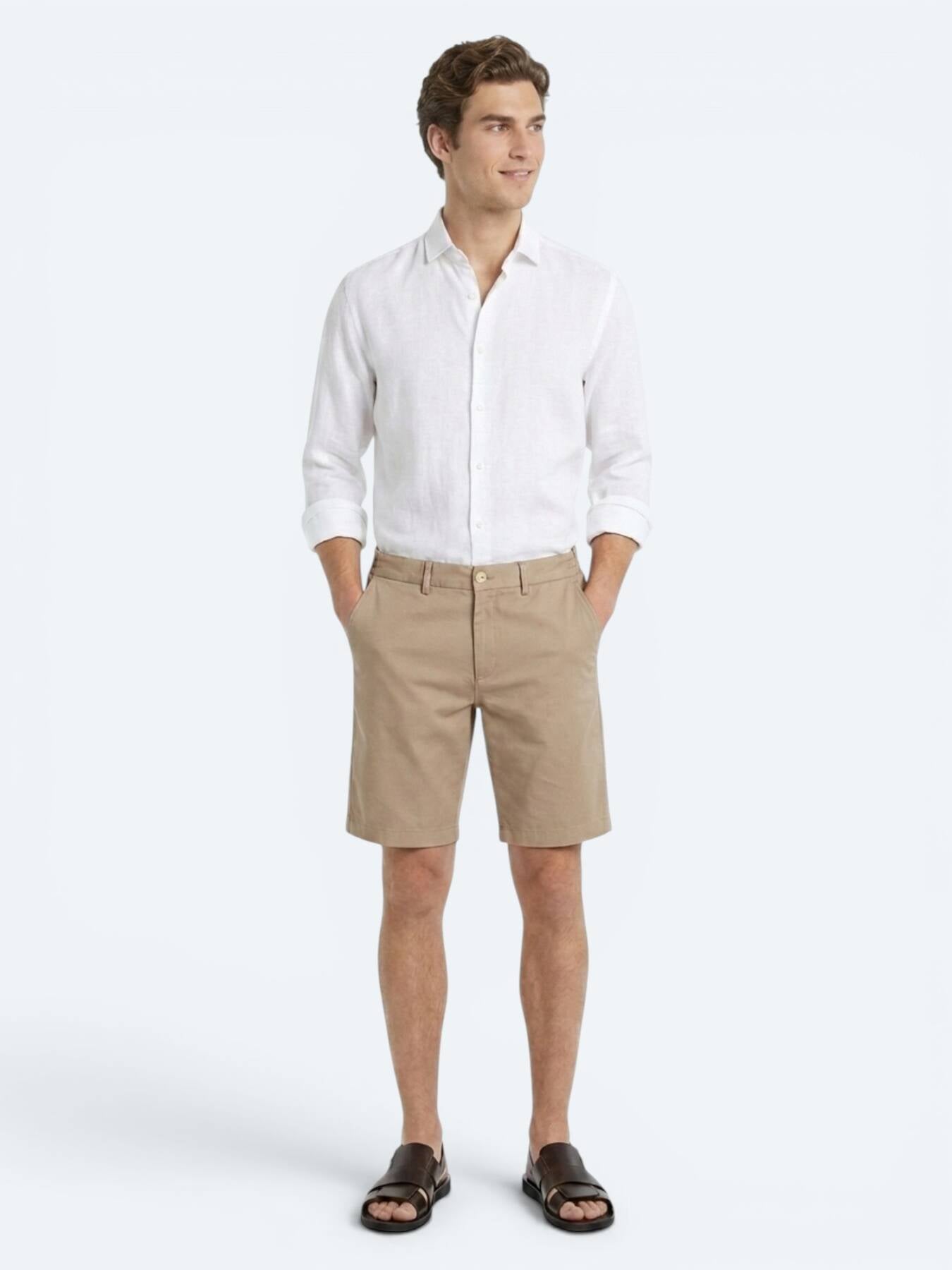 Karamel Düz Kumaş Jogging Fit Casual Bermuda