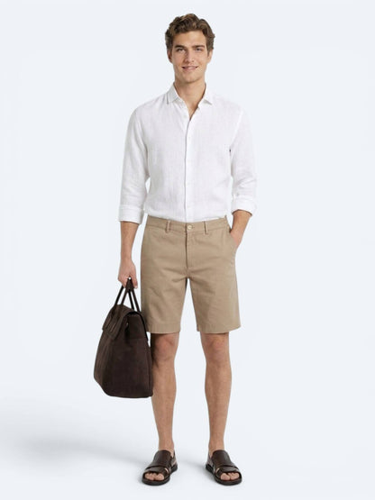Karamel Düz Kumaş Jogging Fit Casual Bermuda