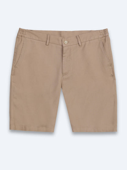 Karamel Düz Kumaş Jogging Fit Casual Bermuda