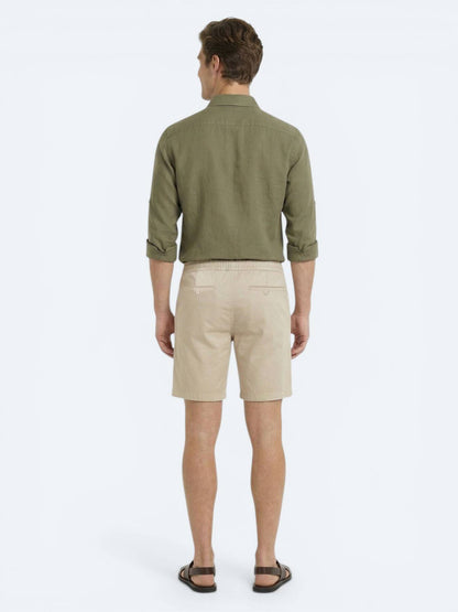 Karamel Düz Kumaş Jogging Fit Casual Pamuk Karışımlı Bermuda