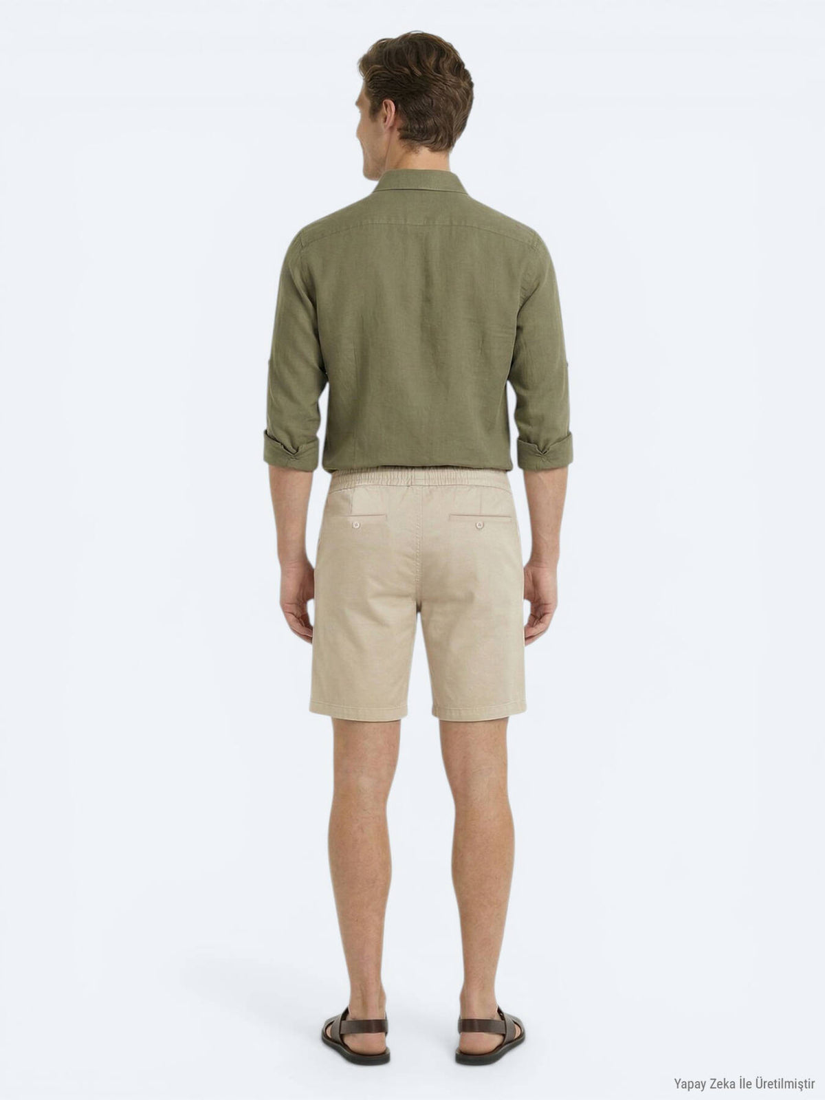 Karamel Düz Kumaş Jogging Fit Casual Pamuk Karışımlı Bermuda