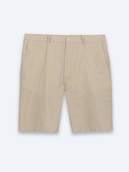 Karamel Düz Kumaş Jogging Fit Casual Pamuk Karışımlı Bermuda