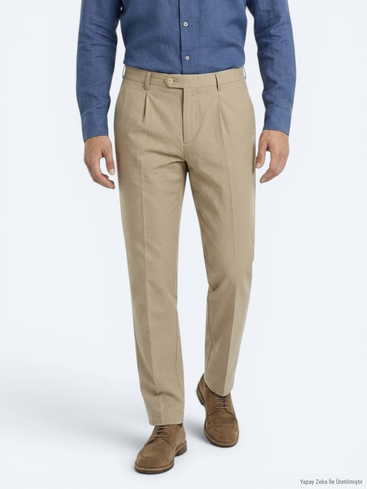Karamel Kumaş Relaxed Fit Casual Pamuk Karışımlı Pantolon