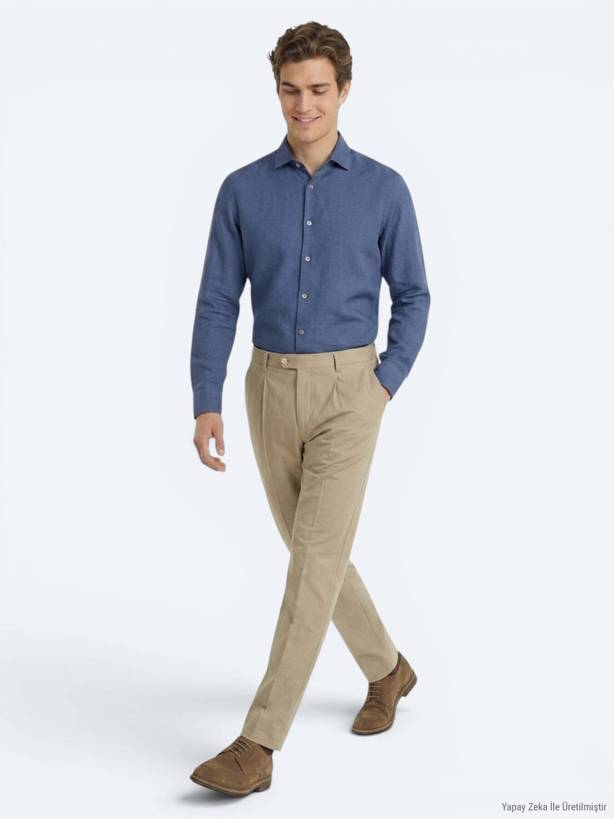 Karamel Kumaş Relaxed Fit Casual Pamuk Karışımlı Pantolon