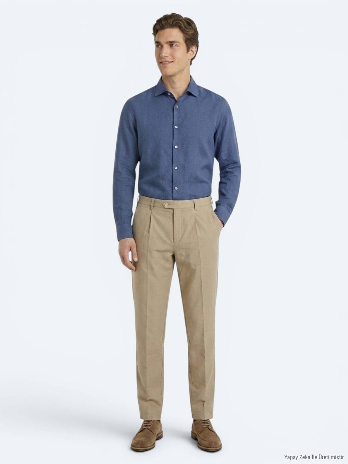 Karamel Kumaş Relaxed Fit Casual Pamuk Karışımlı Pantolon