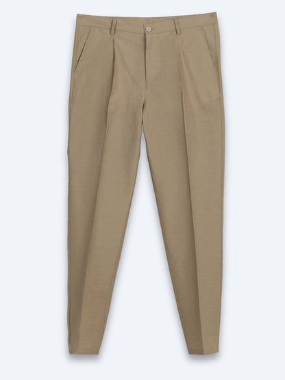 Karamel Kumaş Relaxed Fit Casual Pamuk Karışımlı Pantolon