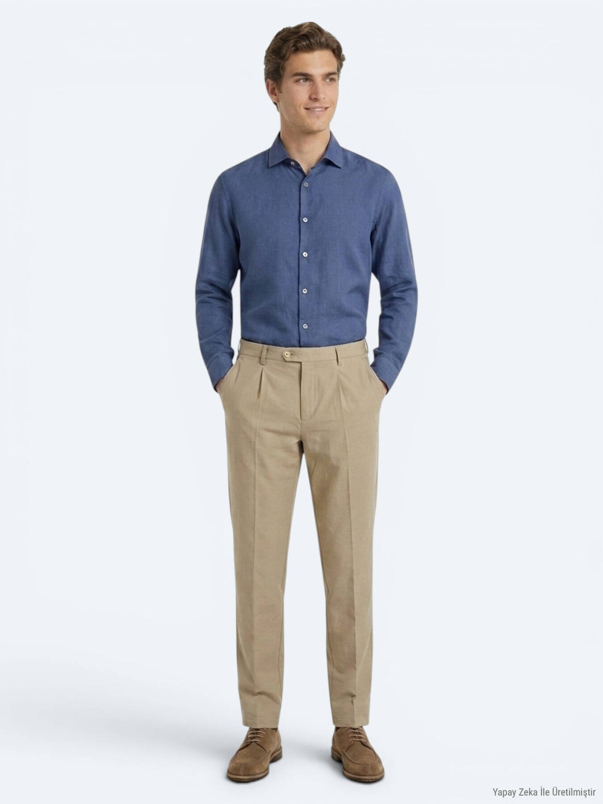 Karamel Kumaş Relaxed Fit Casual Pamuk Karışımlı Pantolon